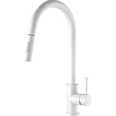Grifo de cocina blanco de dos funciones – Caño giratorio de 360° – Materiales de alta pureza – Fácil instalación sin necesidad de fontanero (1/5)