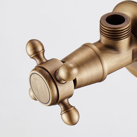 Vanne Triangulaire en Laiton, Vanne d'angle en Cuivre de Salle de Bain G1/2 Vanne d'Arrêt d'eau Chaud et Froid Universelle Composants de Douche Raccord Universels (1/2)