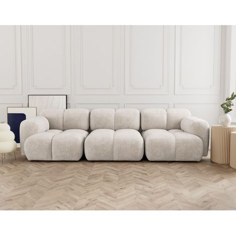 Lisa Design – Canapé modulable 3 places en velours texturé – Largeur 307 cm – Hauteur 75 cm – Style contemporain – Charge max 120 kg (1/5)