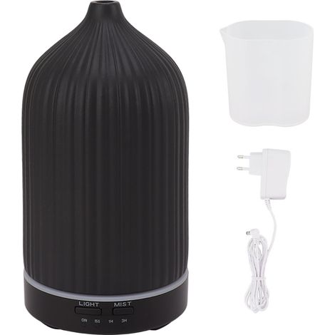 Humidificateur Ultrasonique Céramique avec Arrêt Automatique, LED 7 Couleurs et Fonction Aromathérapie, 110‑240V, Prise UE Noir (1/5)
