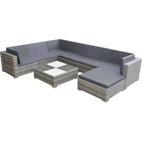 Patio Furniture Grey Powder-coated steel frame 8 Piece Set vidaXL (1/5)