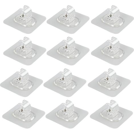 12 Pièces Support Tringle Rideaux sans Percage,accroche Rideau sans Percage,Supports De Tringle Auto-adhésifs Transparent,Convient pour Triangle, Rideau, Salle De Bain, Cuisine Et Bureau (1/5)