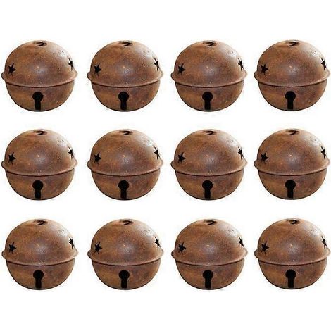 12 grelots en métal rouillé de 40 mm en forme d'étoile, pour décorations de Noël, d'intérieur et d'extérieur, pour fêtes et loisirs créatifs. (1/5)