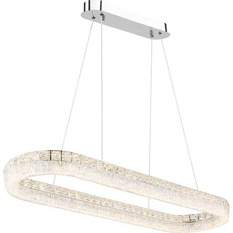 Pendelleuchte Hängeleuchte Deckenlampe verchromt LED dimmbar Fernbedienung L 100 cm