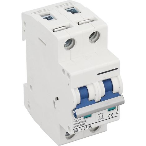 Disjoncteur miniature SUNGO L7 DC, isolateur 2P 1000V 63A pour systèmes photovoltaïques solaires, disjoncteur monté sur rail DIN. (1/5)