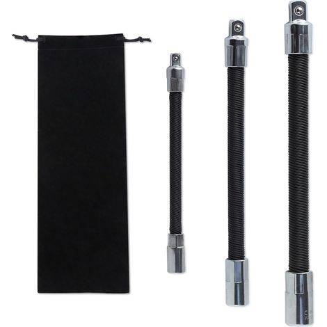 Lot de 3 barres d'extension flexibles 1/2", 1/4", 3/8", barres d'extension à douille flexibles, extensions en métal avec tiges flexibles (1/5)