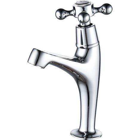 1 Robinet Lave Mains, Laiton, Bec Fixe, Chromé, Eau Froide, Salle De Bain (1/5)