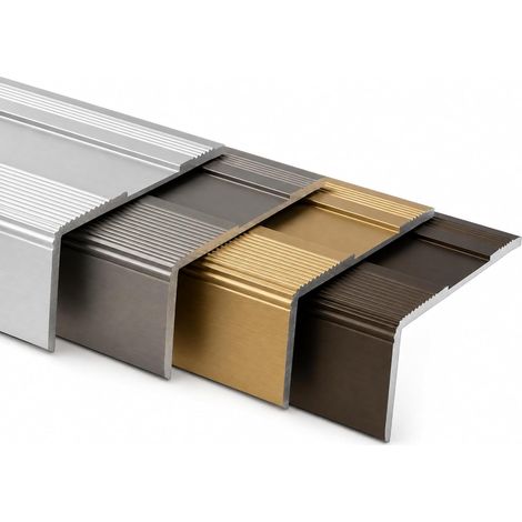 Casa Pura – Seuil d'escalier en aluminium anodisé L 90 cm – Insert antidérapant intégré – Installation rapide avec vis et chevilles – Pour escaliers en bois et béton