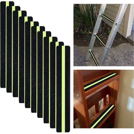 Strisce antiscivolo pretagliate - 10 strisce antiscivolo per esterni, ideali per scale, scalette e aree di sicurezza. (1/4)