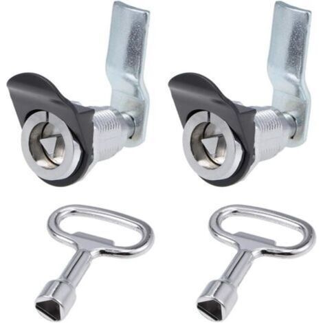 2 Pack Triangle Cam Lock Long Keys Silver (1/4)
