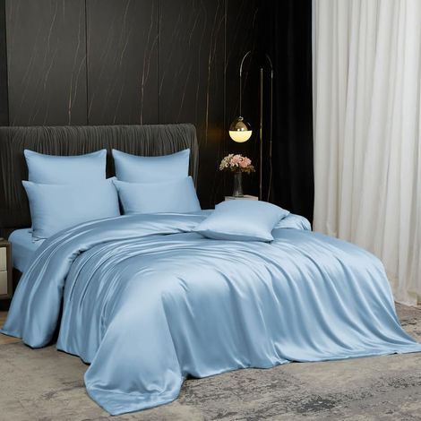 Parure de lit en bambou - 200 x 200 cm - Bleu clair - Pour l'été (1/5)
