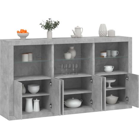 Sideboard mit LED-Leuchten Betongrau 181,5x37x100 cm