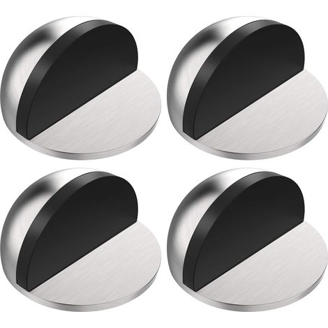 Door Stops Floor Adhesive Stainless Steel Door Stops Floor Screws for Glass Doors Balcony Doors Set of 4, 2 Installation Methods Floor Door Stops with Screws and Adhesives (Silver) (1/5)