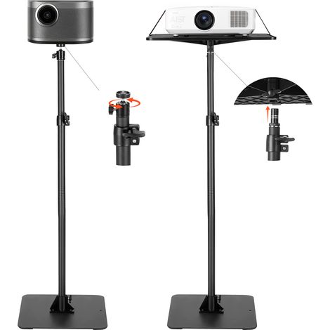 VEVOR Supporto per Proiettore Mobile da Terra da 30 x 40 x 157 cm, Altezza Regolabile da 72 a 157 cm, Supporto da Pavimento Girevole a 360° per Proiettori, Multifunzionale per Film allAperto