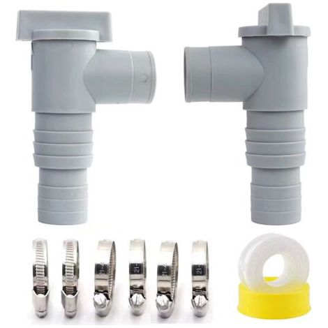 2 vannes d'arrêt/d'entretien pour piscine, double sortie, raccord de tuyau 32/38 mm, pour piscine hors sol, pompe et accessoires. (1/4)