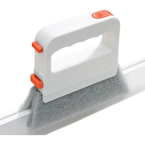 Nettoyeur De Rail De Fenêtre Outils De Nettoyage Manuels Chiffonnette Réutilisable Avec Poignée Ergonomique Anti-Dérapante Pour Évier Carrelage Salle De Bain Et (1/5)
