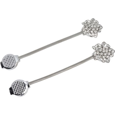 Stückzahl: Magnetische Gardinenhalter, flexibel, glänzende Kristallblumen, Gardinenclips, Edelstahl (1/5)
