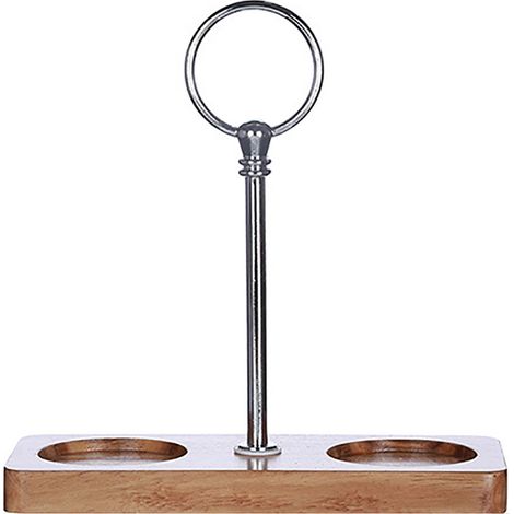 Ensemble porte-salière et poivrière avec poignée, bois d'acacia et acier inoxydable, base pour moulin à poivre (1/5)