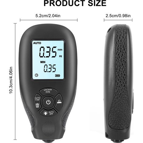 Eosnow Calibro della pellicola di rivestimento per auto del tester dello spessore della vernice 02000um Misuratore digitale con pellicole per autoveicoli con display LCD (1/5)