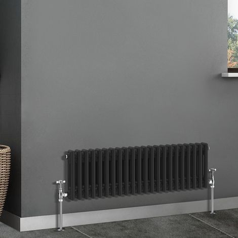 Traditional Radiator Cast Iron Style Radiator 2 Column Black 300x1010mm