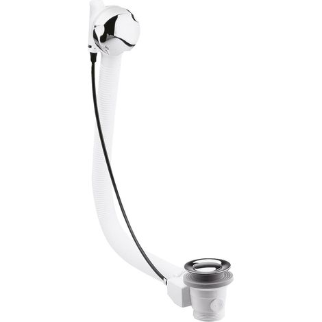Bath Pop Up Waste with Round Overflow for Baths up to 10mm Thick - Chrome