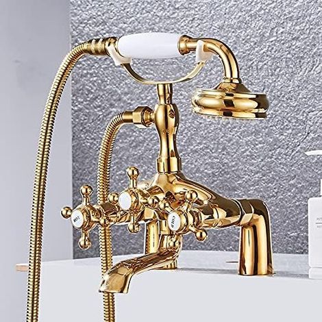 Juego de grifería para bañera y ducha, teléfono antiguo, grifo mezclador para bañera, juego de ducha y bañera, cabezal de ducha giratorio, ducha para bañera