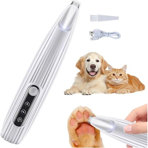 Coupe-ongles électrique pour chiens, rechargeable par USB, silencieux, avec lumière LED, couleur blanche.-AquaForge (1/5)