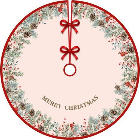 Jupe d'arbre de Noël 36 pouces Décorations d'arbre de Noël Jupe d'arbre de Noël rouge Tapis de base d'arbre de Noël 90 cm (1/5)