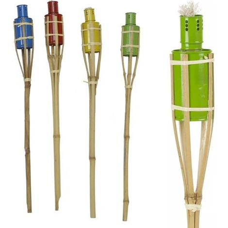 TrAdE Shop Traesio - Set 12 Pz Torcia In Bambù 60 Cm Colorate Giardino Vialetti Decorazione Esterna 016788 - (1/5)