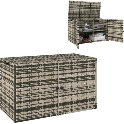 Box de rangement de jardin, Box de rangement de jardin em rotin, 350 litros, dupla camada, résistant aux intempéries, avec tampa e pega, 118x57x69cm, meuble extérieur, design mo... (1/5)