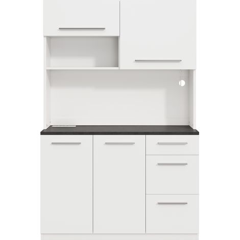 Aparador alto de comedor 120x40x180 cm con LED, enchufes y USB, blanco HOMVRA (1/5)