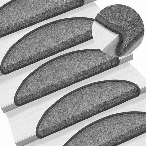 vidaXL Stair Mats 10 pcs 56x17x3 cm Dark Grey Half Round (1/5)