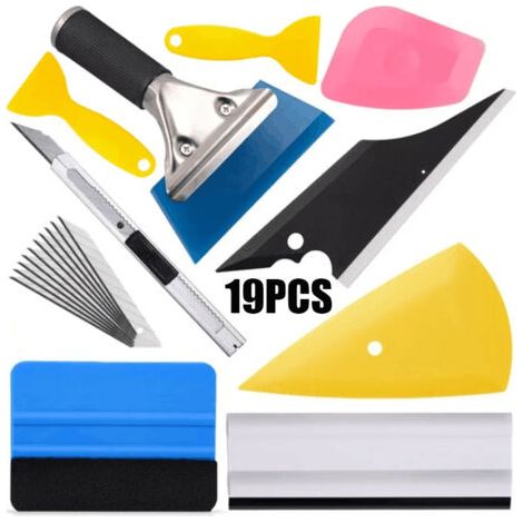 QORVA-Kit d'outils de film de voiture 19 pièces, outils d'installation de vinyle de film de fenêtre de voiture, outils de film de fenêtre de protection de verre de véhicule: grattoir, coupe-film, (1/5)