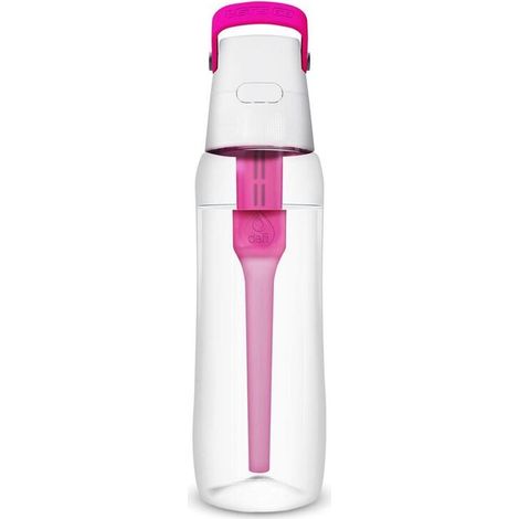 Botella de agua Dafi Solid con filtro, rosa, 0,7 l, fabricada en Tritan.