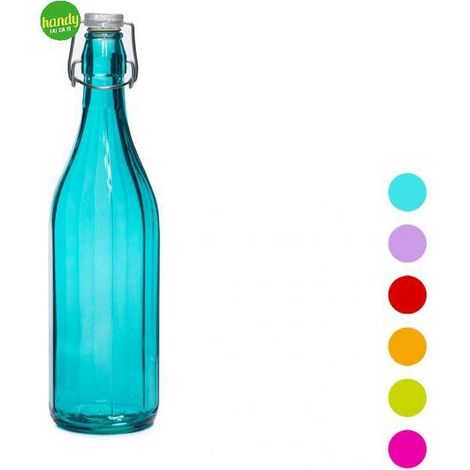 Bottiglia in vetro a coste Bormioli Rocco da 1 litro colori assortiti