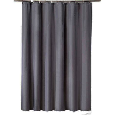 Rideau de douche gris 240 x 200 cm en EVA imperméable, anti-moisissure, antibactérien et lavable, avec 16 crochets pour baignoire, sans PVC. (1/5)
