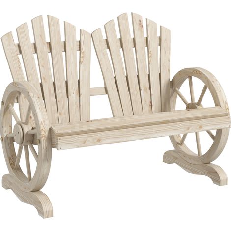 Banco de jardín de madera natural con reposabrazos 108 x 66 x 95 cm (1/5)