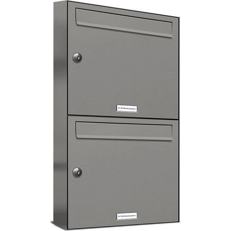 2er Premium Briefkasten RAL Farbe 9007 für Außen Wand Postkasten S
