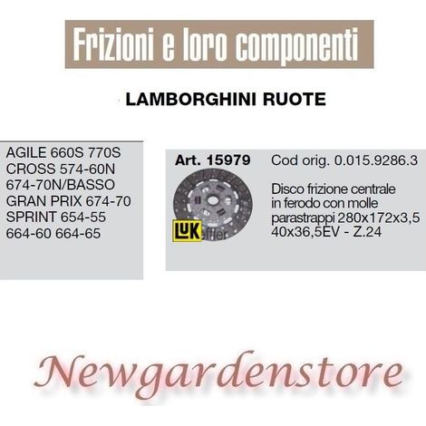 Disco frizione trattore LAMBORGHINI 15979 Agile Cross Prix 280x172x3,5 40x36,5Ev