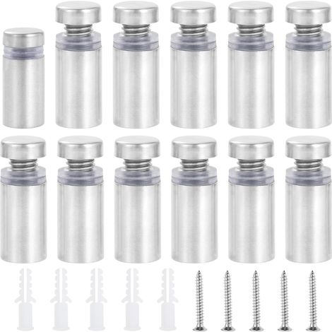 40 Pièces Entretoise Murale en Acier Inox, 12x20mm Vis de Entretoise de Argenté Support Entretoise en Verre pour Fixations Montage Verre (1/5)