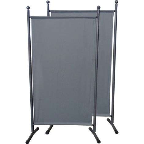 2 Stück Paravent 180 x 78 cm Stoff Raumteiler Klein Stellwand Trennwand Balkon Sichtschutz Grau (1/5)