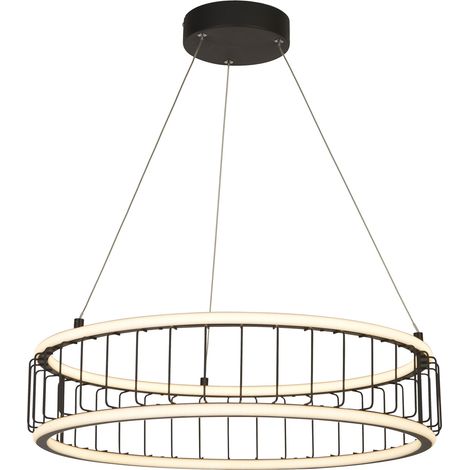 Circolo Sospensione a soffitto LED Drum Cage, metallo nero (1/5)