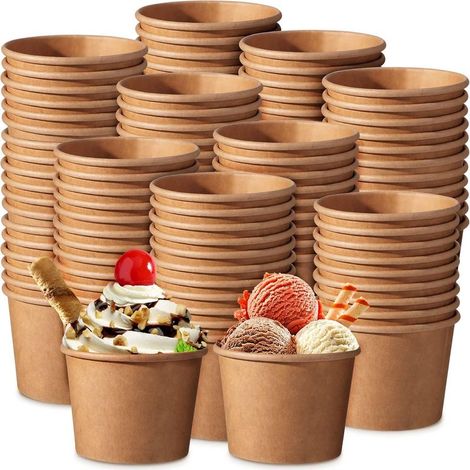 50 Eisbecher, 150 ml, Karton, braun, stapelbar, für Partys (1/5)