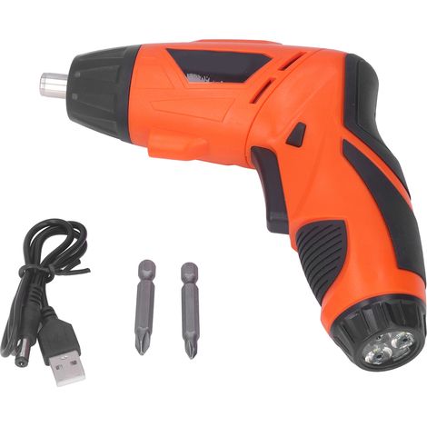 Tournevis électrique rechargeable mini pliable avec embout de charge USB au lithium, orange 4,2 V (1/5)