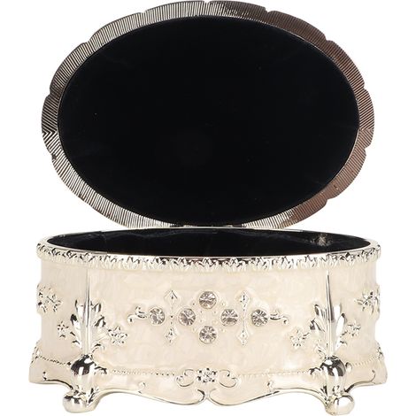 Boîte à bijoux vintage ovale en alliage de zinc, boîte de rangement décorative pour bagues et colliers. (1/5)