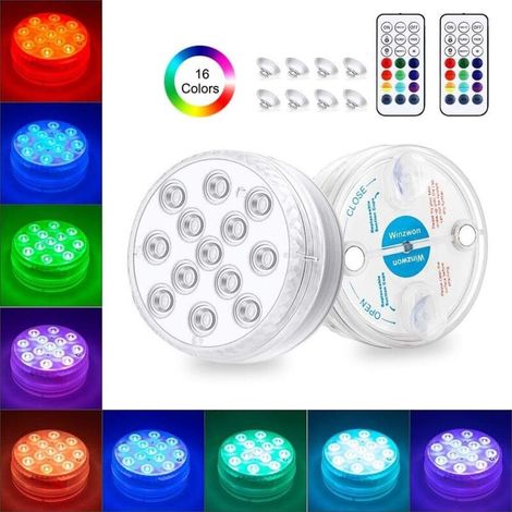 Lumière LED sous-marine étanche IP68 multicolore pour piscine avec télécommande pour aquarium, baignoire, piscine, jardin, décoration d'environnement aquatique (lot de 2) (1/5)