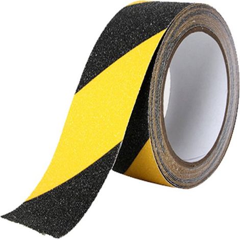Nastro antiscivolo per scale in PVC, avvertenza carta vetrata, tappetino di sicurezza per gradini, nastro antiscivolo, 10 cm x 20 m nero giallo, 10 cm (1/5)