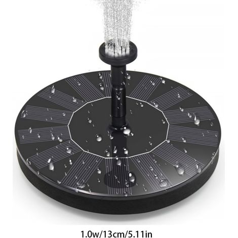 Pompe solaire pour fontaine 1,5 W  6 buses, alimentation solaire, économie d'énergie - Idéale pour les bains d'oiseaux, les bassins, les jardins, les piscines et les étangs à poissons en extérieur. (1/5)