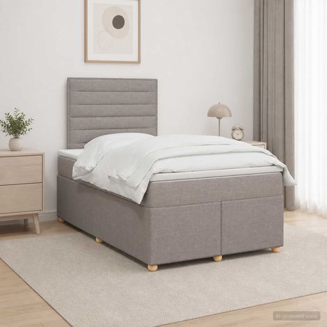 vidaXL Cama box spring con colchón con cabecera Topo 120 x 190 cm Tela (1/5)