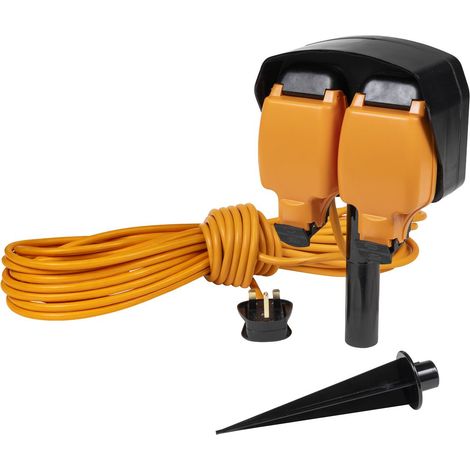 Sealey GCR15S 15m Weatherproof Extension Lead & Ground Spike 2 x 230V
